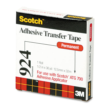 ATG Adhesive Transfer Tape, Permanent, Holds Up to 0.5 lb, 0.5" x 36 yd, Clear