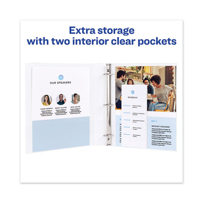 Heavy-Duty View Binder with DuraHinge and One Touch Slant Rings, 3 Rings, 0.5" Capacity, 11 x 8.5, White