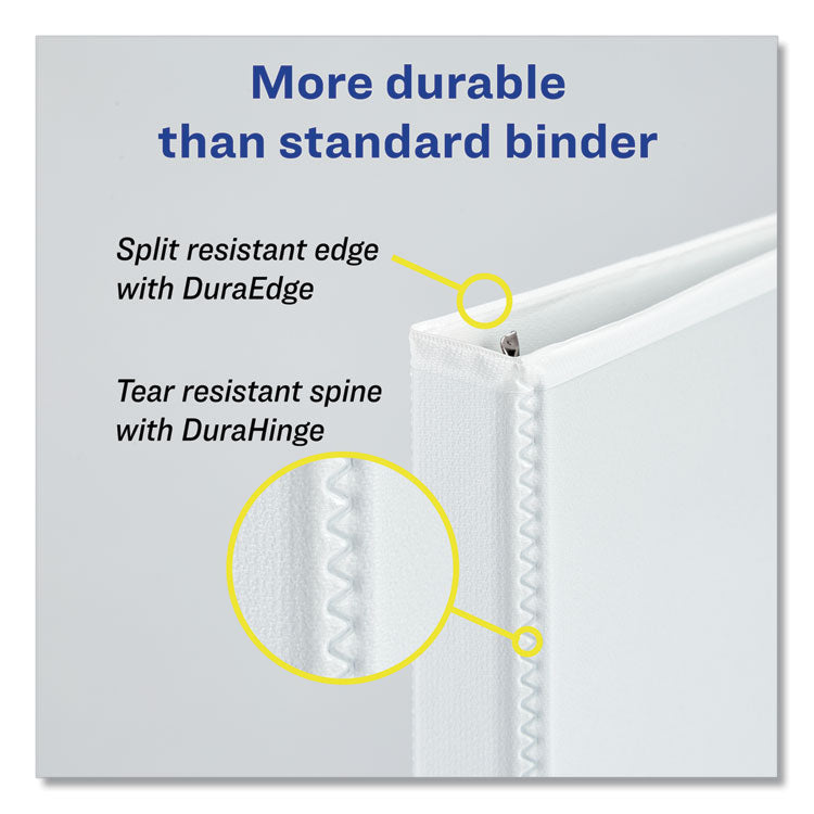 Heavy-Duty View Binder with DuraHinge and One Touch Slant Rings, 3 Rings, 0.5" Capacity, 11 x 8.5, White