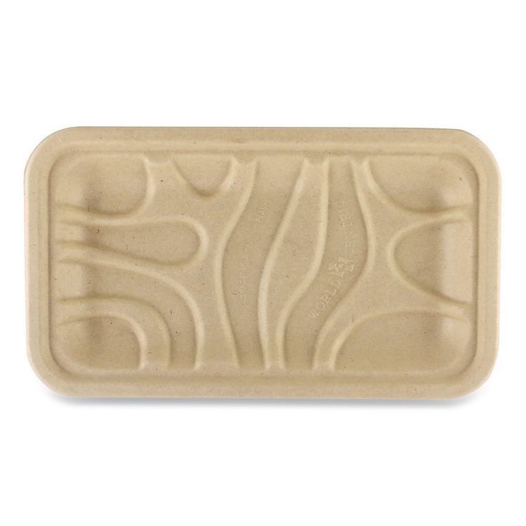 Laminated Fiber Meat and Product Trays, PLA Lined, PFAS Free, 8.3 x 4.9 x 0.7, Natural, Paper, 500/Carton
