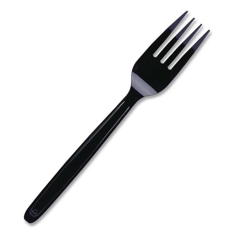 Cutlery for Cutlerease Dispensing System, Mediumweight Fork, Plastic, Black, 960/Box
