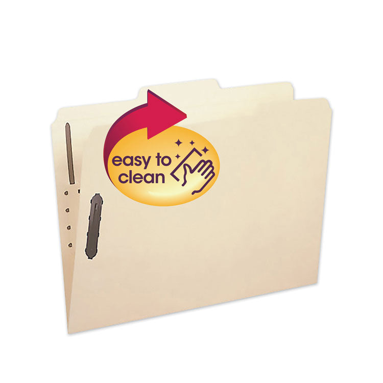 Poly Top Tab Fastener Folders, 1/3-Cut Tab: Assorted, Expands 0.75", 2 Fasteners, Letter Size, Manila, 24/Box