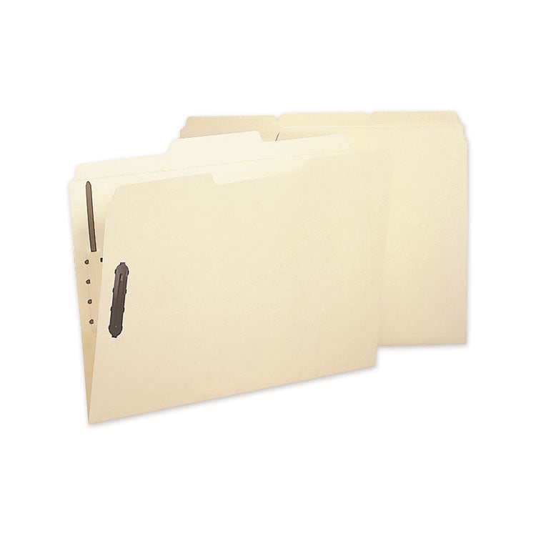Poly Top Tab Fastener Folders, 1/3-Cut Tab: Assorted, Expands 0.75", 2 Fasteners, Letter Size, Manila, 24/Box