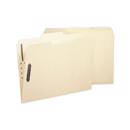 Poly Top Tab Fastener Folders, 1/3-Cut Tab: Assorted, Expands 0.75", 2 Fasteners, Letter Size, Manila, 24/Box