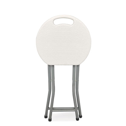 Rough n Ready Folding Stool, Backless, Supports Up to 300 lb, 18" Seat Height, White Seat, Charcoal Base, 4/Carton