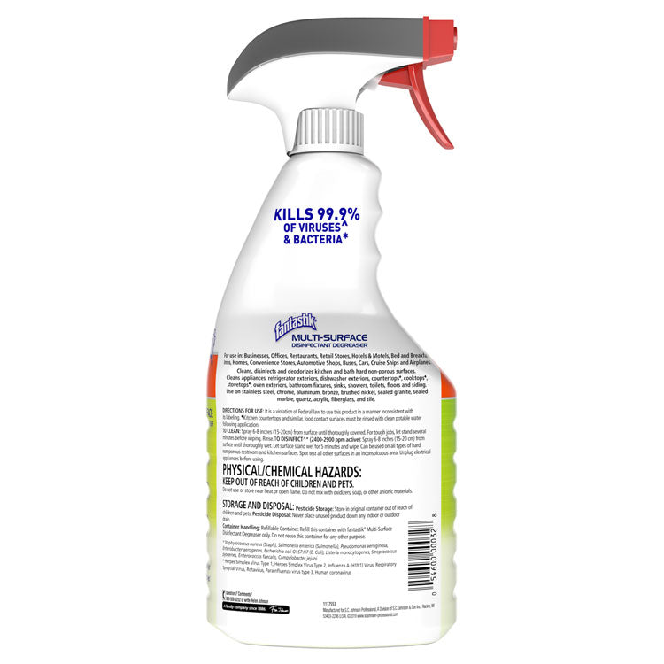 Multi-Surface Disinfectant Degreaser, Herbal Scent, 32 oz Spray Bottle, 8/Carton