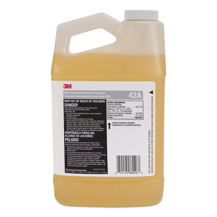 MBS Disinfectant Cleaner Concentrate, 0.5 gal Bottle, Unscented, 4/Carton