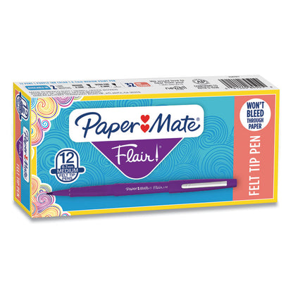 Point Guard Flair Felt Tip Porous Point Pen, Stick, Medium 0.7 mm, Purple Ink, Purple Barrel, Dozen