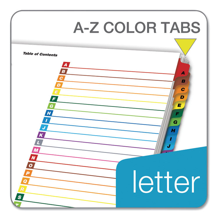 OneStep Printable Table of Contents and Dividers, 26-Tab, A to Z, 11 x 8.5, White, Assorted Tabs, 1 Set