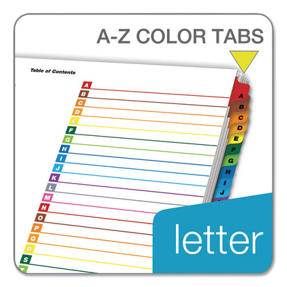 OneStep Printable Table of Contents and Dividers, 26-Tab, A to Z, 11 x 8.5, White, Assorted Tabs, 1 Set
