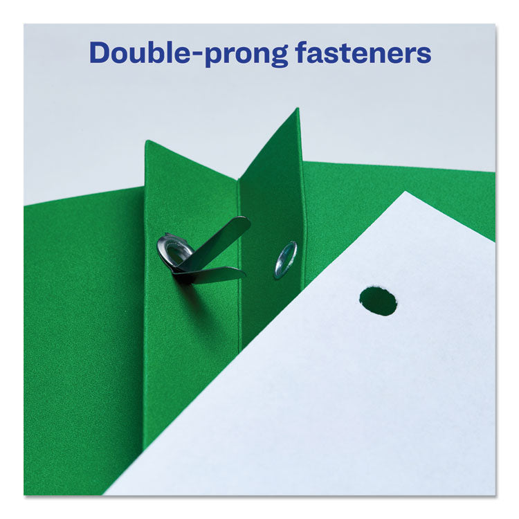 Two-Pocket Folder with Prong Fasteners, Accommodates (70) 11 x 8.5 Sheets, Green, 25/Box