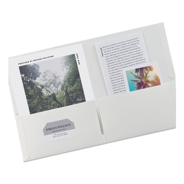 Two-Pocket Folder, Accommodates (40) 11 x 8.5 Sheets, White, 25/Box