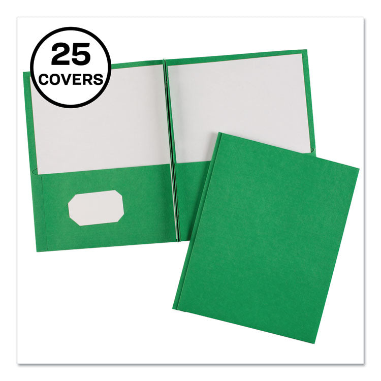 Two-Pocket Folder with Prong Fasteners, Accommodates (70) 11 x 8.5 Sheets, Green, 25/Box