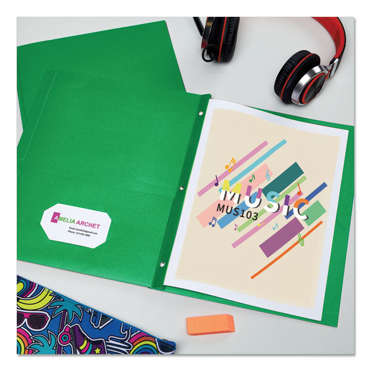 Two-Pocket Folder with Prong Fasteners, Accommodates (70) 11 x 8.5 Sheets, Green, 25/Box