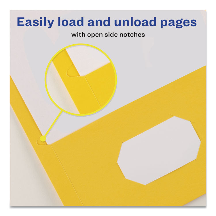 Two-Pocket Folder, Accommodates (40) 11 x 8.5 Sheets, Yellow, 25/Box