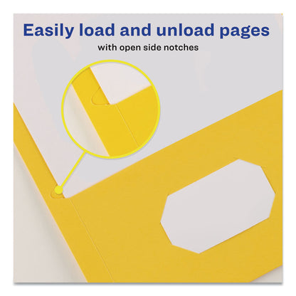 Two-Pocket Folder, Accommodates (40) 11 x 8.5 Sheets, Yellow, 25/Box
