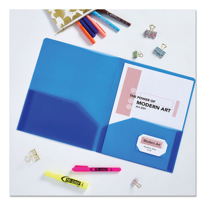Translucent Two-Pocket Folder, Accommodates (20) 11 x 8.5 Sheets, Translucent Blue