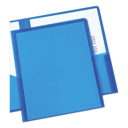 Translucent Two-Pocket Folder, Accommodates (20) 11 x 8.5 Sheets, Translucent Blue