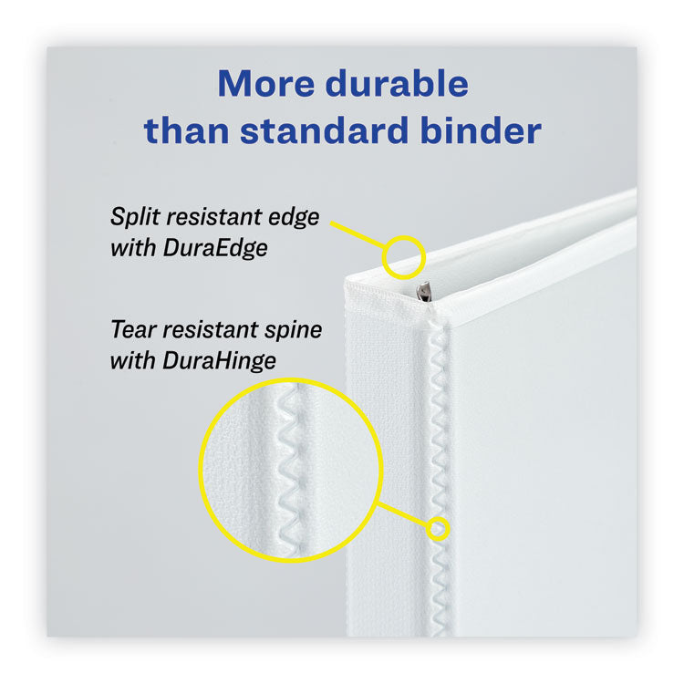 Heavy-Duty Non Stick View Binder with DuraHinge and Slant Rings, 3 Rings, 3" Capacity, 11 x 8.5, White, 2/Pack