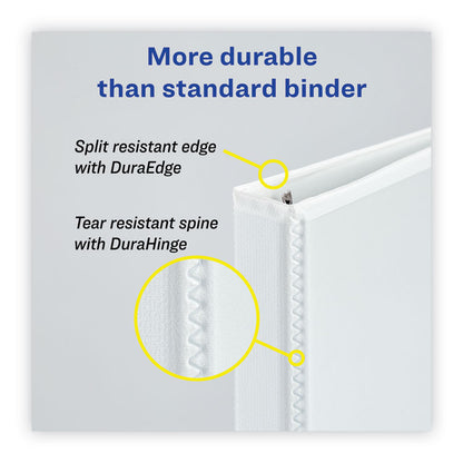 Heavy-Duty Non Stick View Binder with DuraHinge and Slant Rings, 3 Rings, 3" Capacity, 11 x 8.5, White, 2/Pack