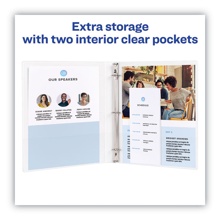 Heavy-Duty Non Stick View Binder with DuraHinge and Slant Rings, 3 Rings, 3" Capacity, 11 x 8.5, White, 2/Pack