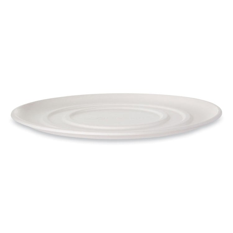 WorldView Molded Fiber Pizza Trays, 16 x 16 x 0.2, White, Sugarcane, 50/Carton