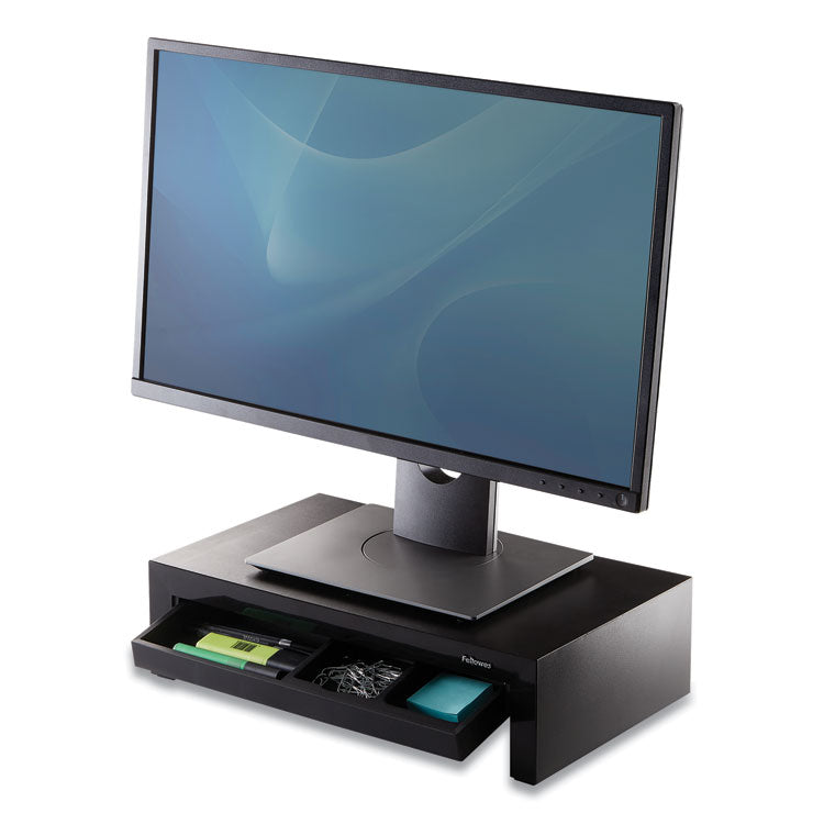 Designer Suites Monitor Riser, For 21" Monitors, 16" x 9.38" x 4.38" to 6", Black Pearl, Supports 40 lbs