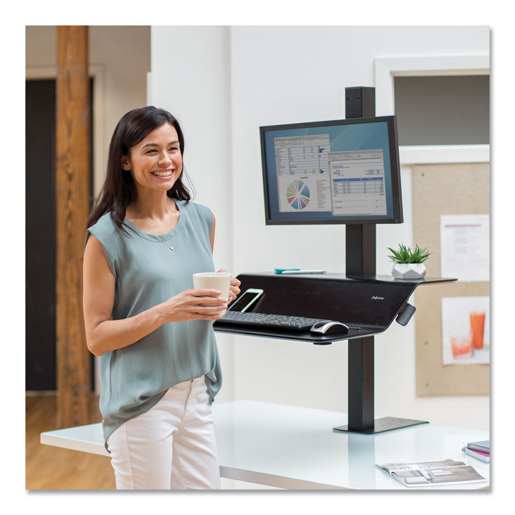 Lotus VE Sit-Stand Workstation, 29" x 28.5" x 27.5" to 42.5", Black