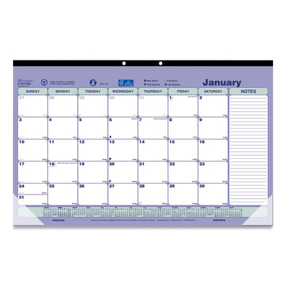 Monthly Desk Pad Calendar, 17.75 x 10.88, White/Blue/Green Sheets, Black Binding, Clear Corners, 12-Month (Jan to Dec): 2026