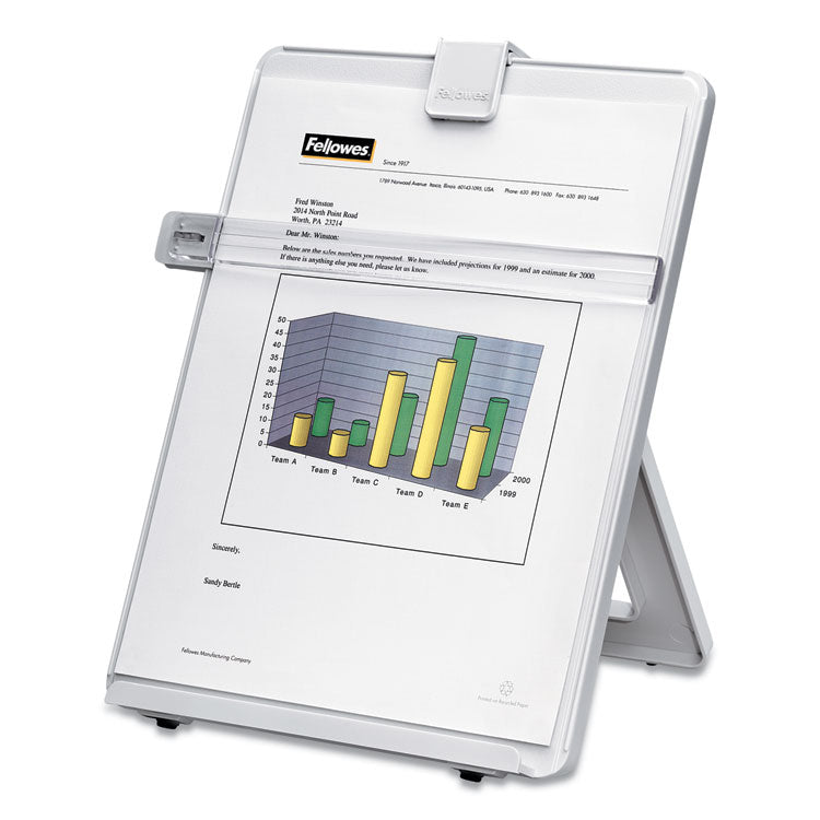 Non-Magnetic Desktop Copyholder, Holds Up to 125 Letter Size Sheets, Plastic, Platinum