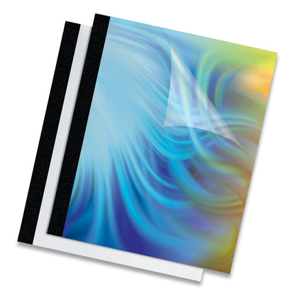 Thermal Binding System Presentation Covers, 240-Sheet Capacity, Plastic, Square Corners, 11 x 8.5, Clear/Matte Black, 10/Pack