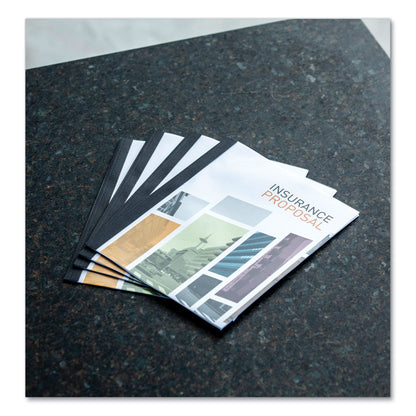 Thermal Binding System Presentation Covers, 240-Sheet Capacity, Plastic, Square Corners, 11 x 8.5, Clear/Matte Black, 10/Pack