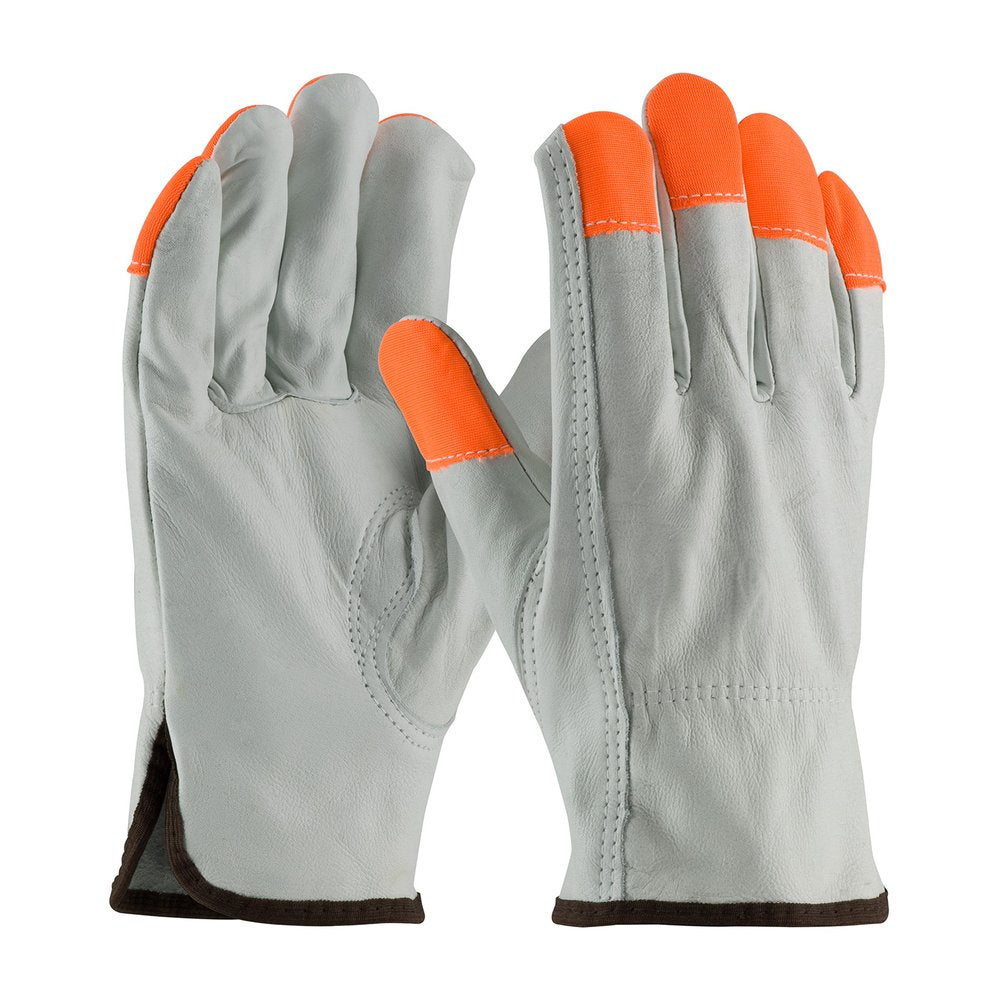 PIP REG COW Leather Driver Glove HI-VIS F.tips KS TH, 12 Pairs/Pack