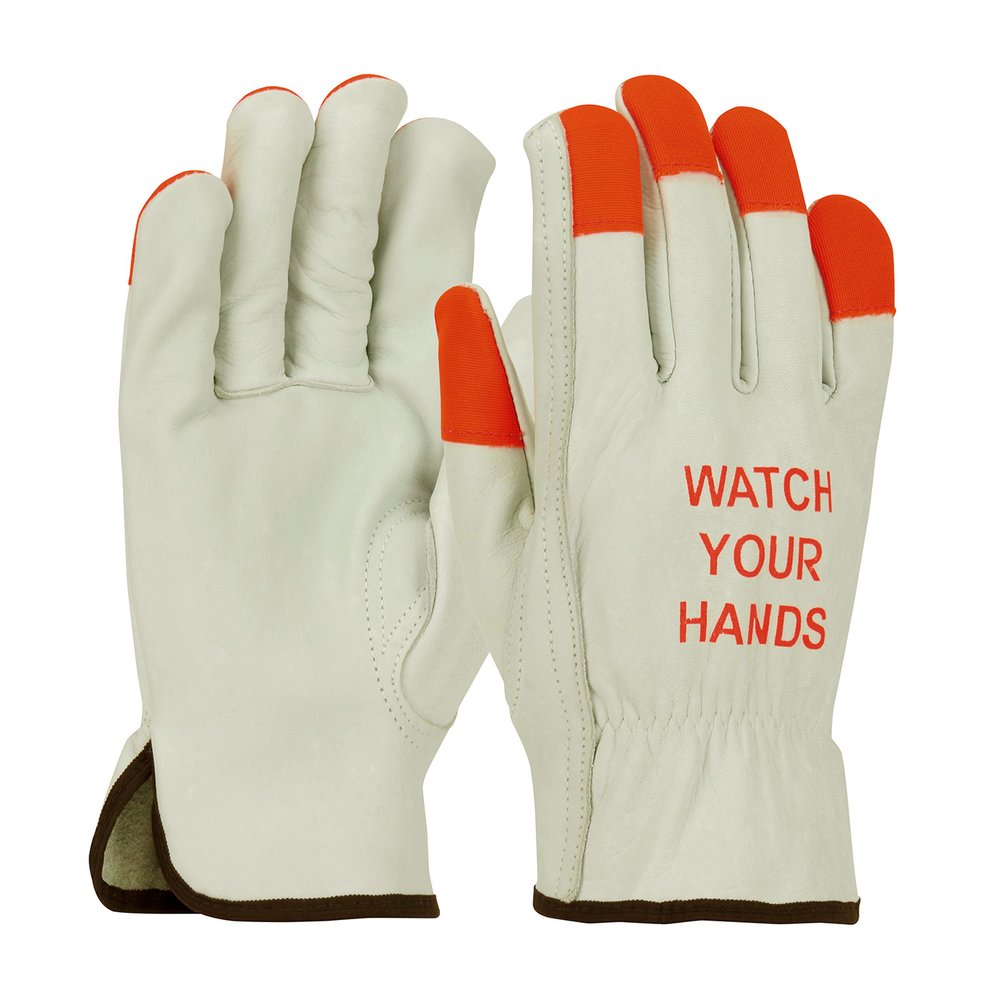 PIP Sup. COW Leather Glove "WATCH Your HANDS" KS TH, 12 Pairs/Pack
