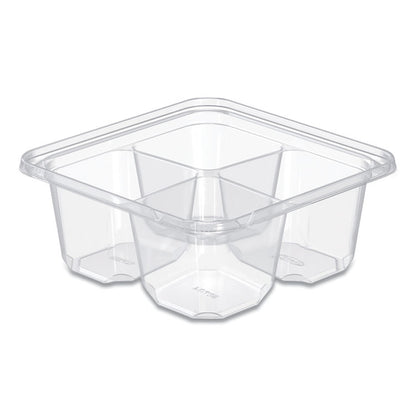 TamperGuard Snack Boxes, 4 Compartments, 6.3 x 6.3 x 2.6, Clear, Plastic, 300/Carton