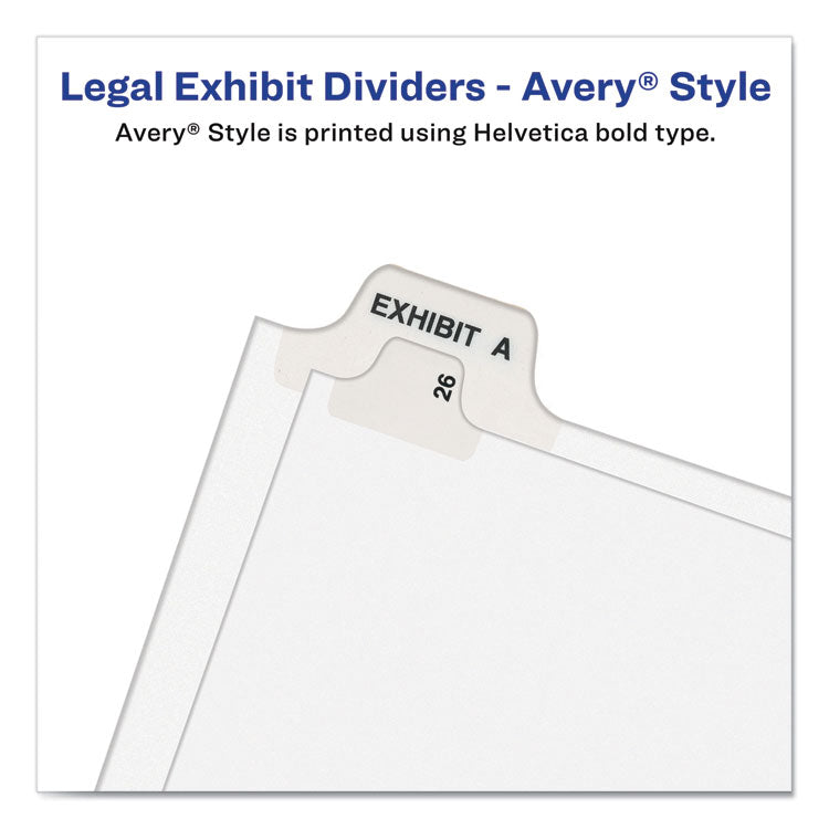 Preprinted Legal Exhibit Side Tab Index Dividers, Avery Style, 26-Tab, D, 11 x 8.5, White, 25/Pack, (1404)