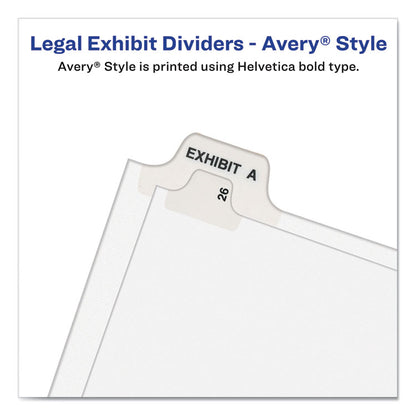 Preprinted Legal Exhibit Side Tab Index Dividers, Avery Style, 26-Tab, D, 11 x 8.5, White, 25/Pack, (1404)