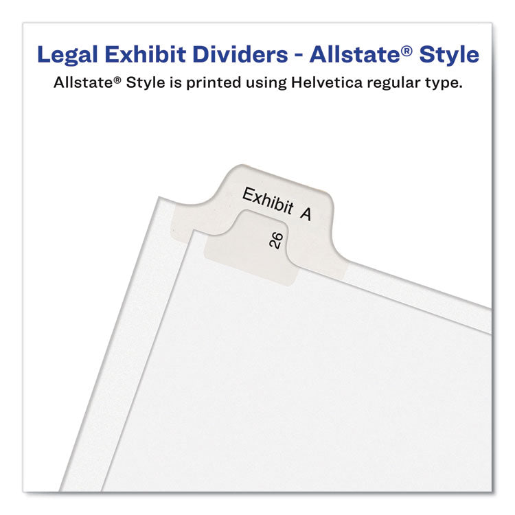 Preprinted Legal Exhibit Side Tab Index Dividers, Allstate Style, 10-Tab, 4, 11 x 8.5, White, 25/Pack