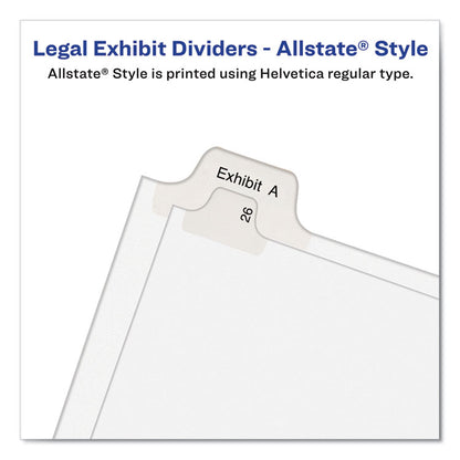 Preprinted Legal Exhibit Side Tab Index Dividers, Allstate Style, 10-Tab, 4, 11 x 8.5, White, 25/Pack