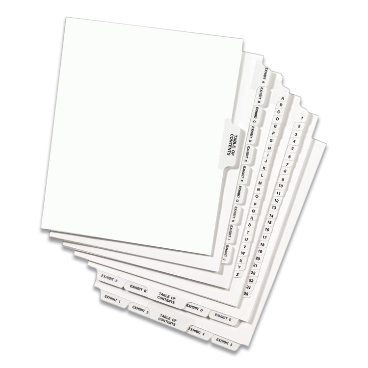 Preprinted Legal Exhibit Side Tab Index Dividers, Avery Style, 26-Tab, B, 11 x 8.5, White, 25/Pack, (1402)
