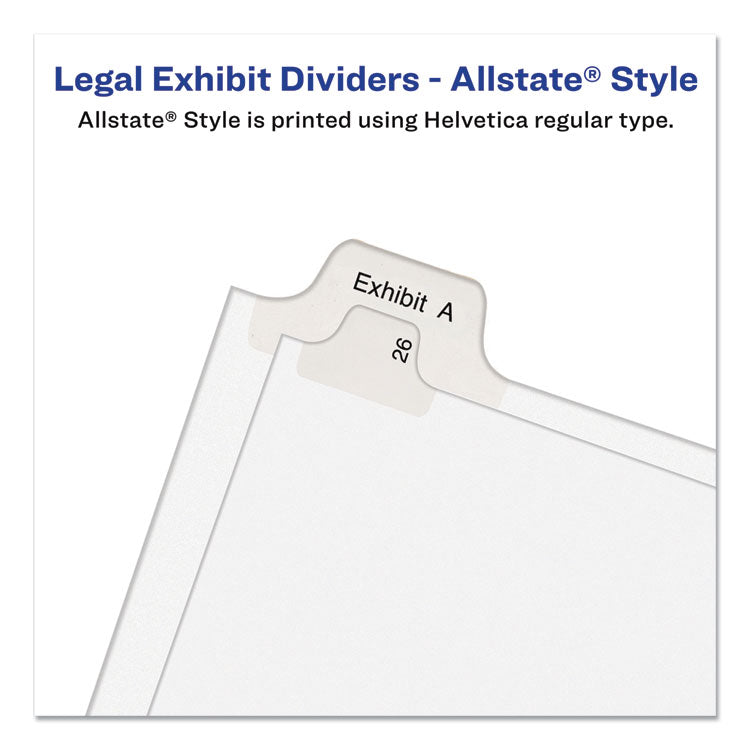 Preprinted Legal Exhibit Side Tab Index Dividers, Allstate Style, 25-Tab, 101 to 125, 11 x 8.5, White, 1 Set, (1705)