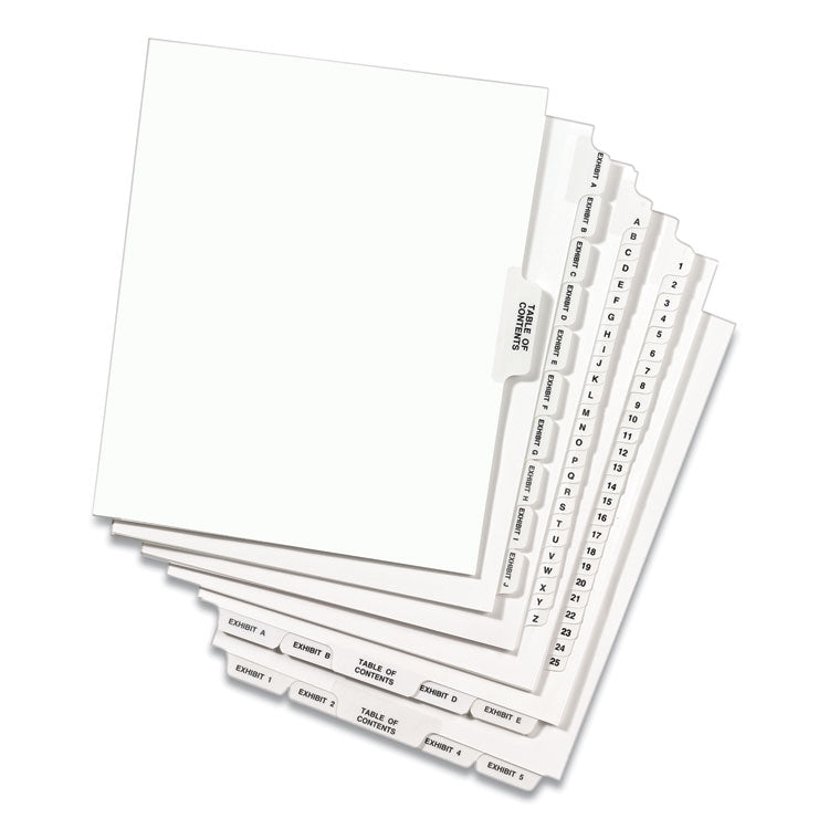 Preprinted Legal Exhibit Side Tab Index Dividers, Avery Style, 25-Tab, 101 to 125, 11 x 8.5, White, 1 Set, (1334)