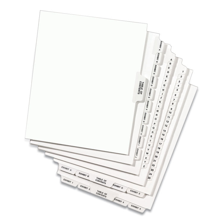 Preprinted Legal Exhibit Side Tab Index Dividers, Avery Style, 26-Tab, E, 11 x 8.5, White, 25/Pack, (1405)