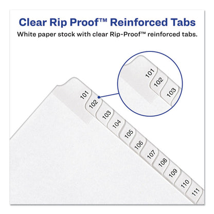 Preprinted Legal Exhibit Side Tab Index Dividers, Allstate Style, 25-Tab, 51 to 75, 11 x 8.5, White, 1 Set, (1703)