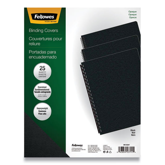 Futura Presentation Covers for Binding Systems, Plastic, Round Corners, 11.25 x 8.75, Matte Black, 25/Pack