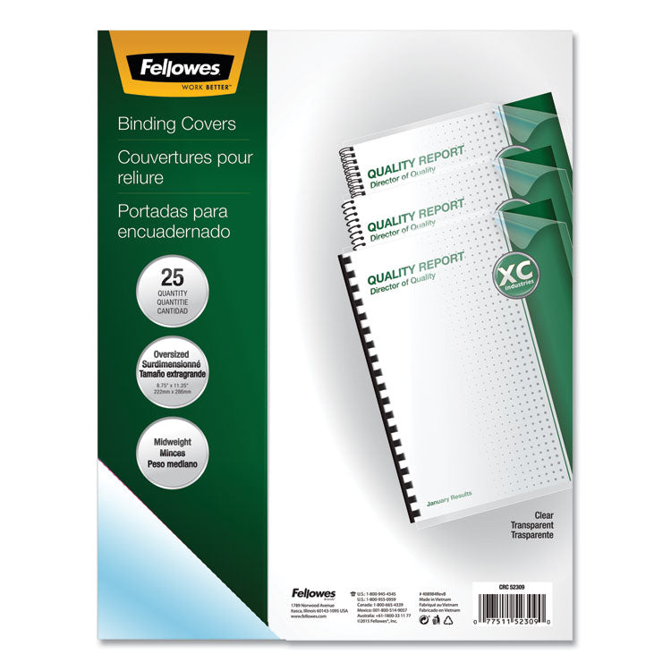 Crystals Transparent Presentation Covers for Binding Systems, Plastic, Round Corners, 11.25 x 8.75, Gloss Clear, 25/Pack