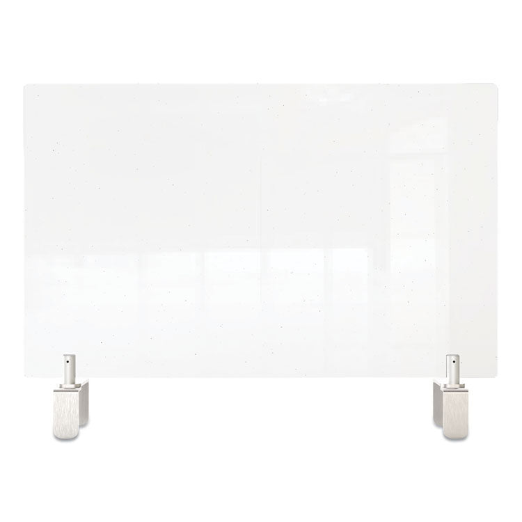 Clear Partition Extender with Attached Clamp, 29 x 3.88 x 18, Thermoplastic Sheeting