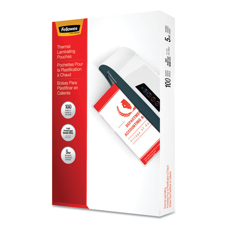 Laminating Pouches, 5 mil., 9" x 14.5", Gloss Clear, 100/Pack