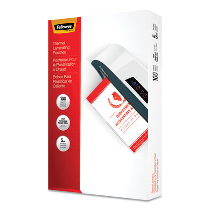 Laminating Pouches, 5 mil., 9" x 14.5", Gloss Clear, 100/Pack