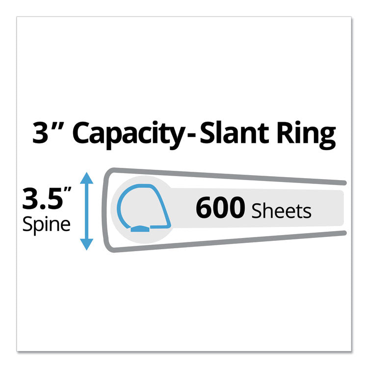 Durable View Binder with DuraHinge and Slant Rings, 3 Rings, 3" Capacity, 11 x 8.5, White
